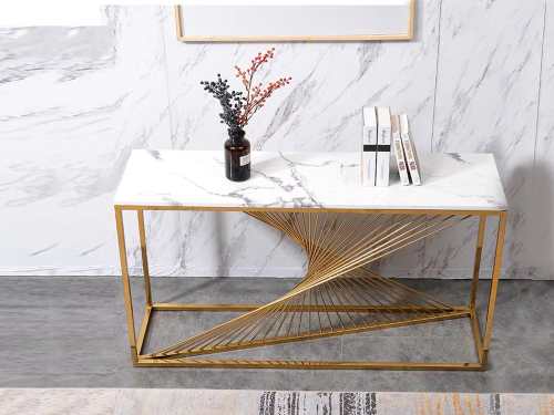 122 CM Portland Marble Console Table- Golden