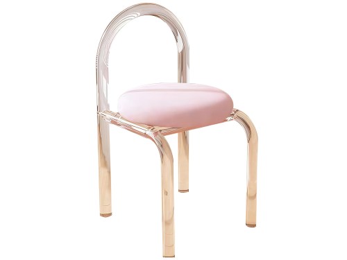 Encino Modern Design Acrylic Dressing Chair-Pink/White