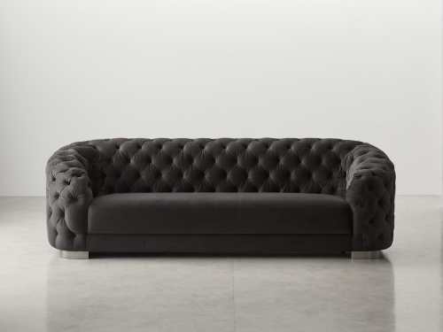 Tibooburra Velvet Casual Sofa-Black/Sapphire Blue/Silver Grey