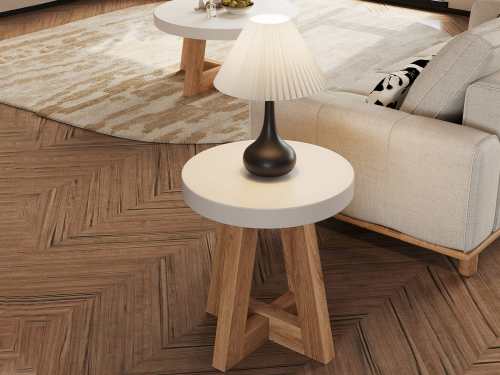 Temora Acacia Wood with Concrete Topper Side Table