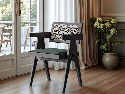 Maffra Ash Wooden Dining Chair-Black/Walnut