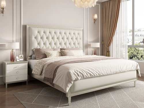 Dunn Royal Leather Tufted Luxury Bed Frame-Queen/King