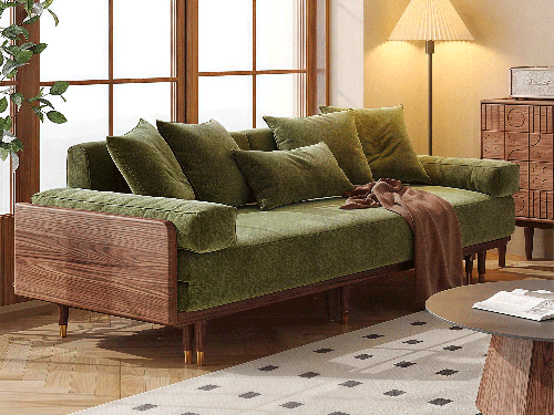 Campo Springs 3 Seaters Folding Design Extension Chenille Fabric Sofa Bed-210CM/240CM