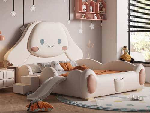 Woodsboro Modern Fence Style Kid's Bed Frame-with/without Removable Slide&Stairs-King Single/Double/Queen