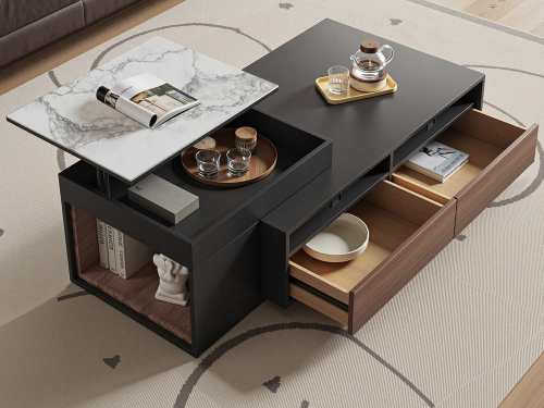 Warroad Lift-Top Coffee Table With Drawer-White/Grey