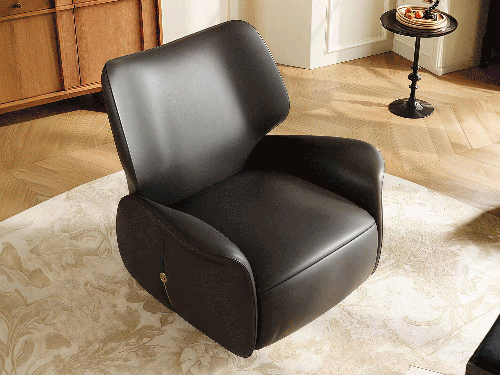 Buxton 30° Rocking & 360° Swivel Leather Electric Recliner With USB Charger-With A Pillow/Without A Pillow-Black/Off-White/Khaki/Blackish Green/Amber/Ash