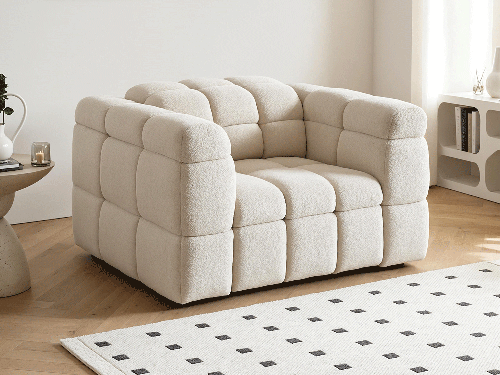 [Smart App Control]Crain Electric Bouclé Single Sofa Bed with Adjustable Headrests-Off-White/Bean Green/Black