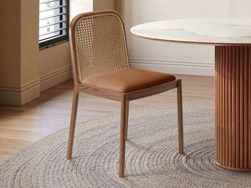 Malvern Modern Wooden Leather Dining Chair-Off white/Black/Brown