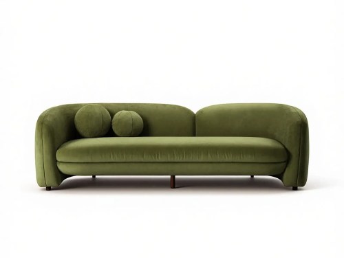 Grimes Modern Design Velvet Suede Sofa-Bean Green/Reddish Brown