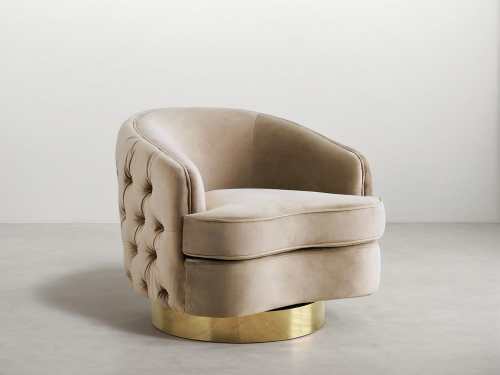 Tibooburra Velvet Swivel Armchair-Khaki/Green