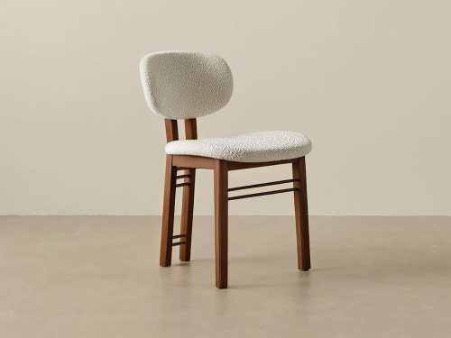 Salida Bouclé Dining Chair-White/Blackish Green