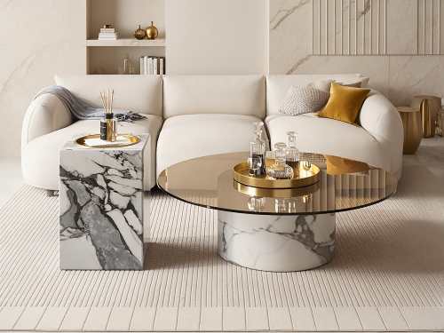 Lebong Sintered Stone Coffee Table with Side Table