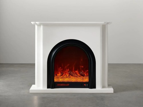 Albury Decorative/Electric Heater Fireplace with LED Optical Artificial Flame-White/Cream-130CM