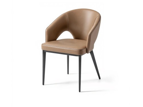Bilina Modern Leather Dining Chair-Beige/Brown