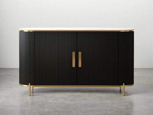 Furina Harabai Sintered Stone Buffet-160CM-Black/Cream