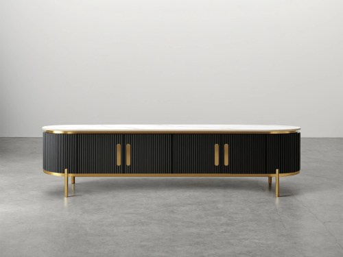 Furina Harabai Sintered Stone TV Unit-200/240CM-Black/Cream